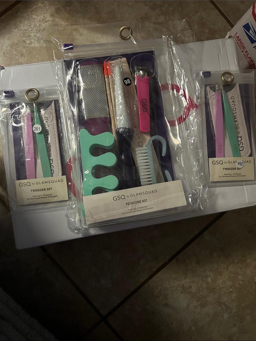 Pink & Mint Pedicure Kit with Tweezers